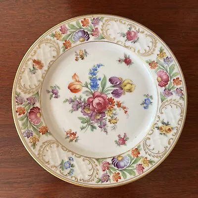 Buy 8.25” Plate 1920s DRESDEN SCHUMANN BAVARIA HP Flowers  Original Mark Lion Shield • 35.88£