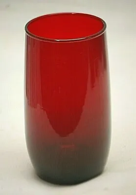 Buy Royal Ruby Red Flat Ice Tea Glass Round Roly Poly Anchor Hocking Glassware MCM • 14.47£