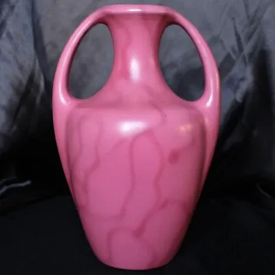 Buy Bretby Art Pottery Marbled Pink Glazed Ceramic Twin Handled 9.5  Vase, C.1920's • 45£