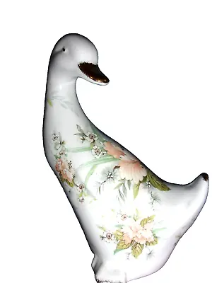 Buy Fenton English Bone China Duck- Gilded Beak /Floral Design 14.5cm High • 6.50£