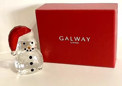 Buy Galway Living Crystal Snowman With Red Santa Hat Ornament - New In Original Box  • 17.50£