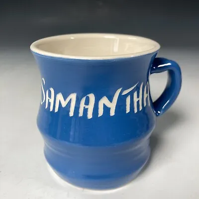 Buy Vintage Welsh Studio Pottery Blue & White Slipwear Mug With Name SAMANTHA • 14.95£