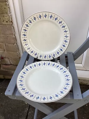 Buy 2 Vintage Lord Nelson Blue Diamond Pattern Dinner Plate Replacements 10” • 8.99£