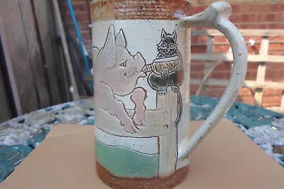 Buy Vintage Michael Mosse Llanbrynmair Studio Pottery Humerous Pigs And Cat Mug • 25£