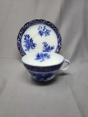 Buy Stanley Pottery Flow Blue Touraine Teacup & Saucer Vintage England C.1928 #2 • 33.78£