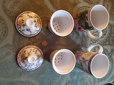 Buy Antique Fine China Painted Ceramic Tea Strainer Set • 23.67£