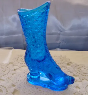 Buy Mint~vintage~vy Src~69 Fenton Glass Colonial Blue Daisy&button Boot Attchd Stand • 205.49£