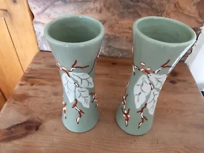 Buy Royal Brannam Ware Pottery Green Vases 8 Inch C H Brannam Devon • 8.99£