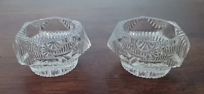 Buy Vintage Pair Of Quality Clear Cut Glass Candlestick  Holders VGC • 11.99£