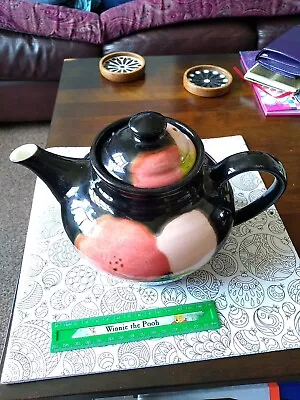 Buy Large Rare  Out Of The Cowshed Pottery,  Cornwall, Black & Pink Glaze. 5.5  Tall • 10£