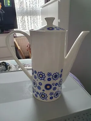 Buy Lord Nelson Pottery Coffee Pot Serenade Perfect Condition White Blue 1960's  • 8£