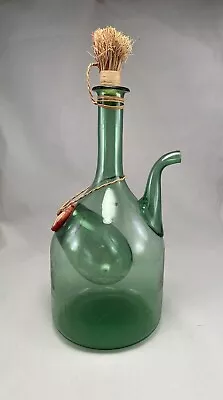 Buy Vtg Green Italian Hand Blown Glass Wine Decanter With Ice Chamber 15” High • 38.12£