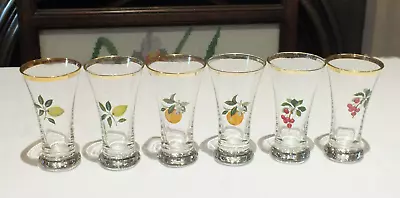 Buy 6 X Vintage Sherry Wine Drinks Glasses Fruit Decoration 1950s / 60s 11 Cm Height • 10£