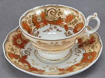 Buy Ridgway Pattern 2/3197 Orange & Gold Floral Apricot Tea Cup & Saucer C • 120.64£