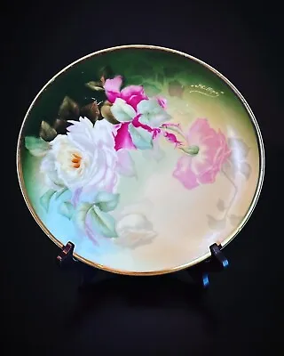 Buy THOMAS SEVRES Bavaria Plate Hand Painted Roses Signed Phillips • 27.44£