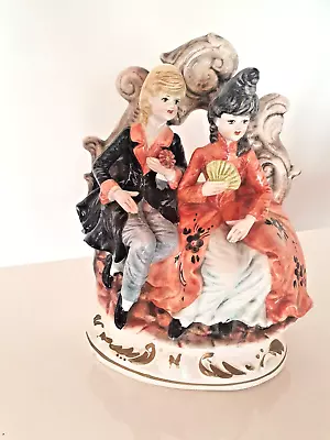 Buy Vintage Capodimonte Couples Sitting Figurine Ornament Rare Stamp Bottom • 69.99£