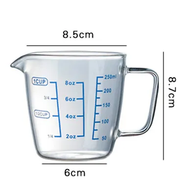 Buy Ee_ Clear Glass Measuring Cup Heat-resistant Microwave Jug Three Scales S M Funn • 10.01£