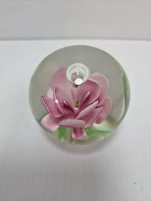 Buy  Pink Flower Clear Glass Paperweight • 12.99£