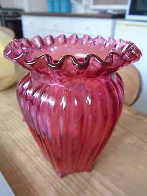 Buy Vintage Cranberry Glass Vase ( Around 5  High ) • 9.99£