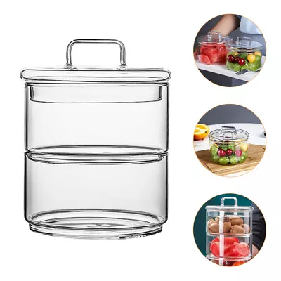 Buy 2 Pcs Glass Bowls With Lid Container Snack Containers Sealed Fruit Storage Jar • 18.99£