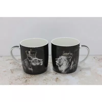 Buy Lion King & Lioness Queen Fine China Mugs Set Of 2 Gift Boxed • 13.99£
