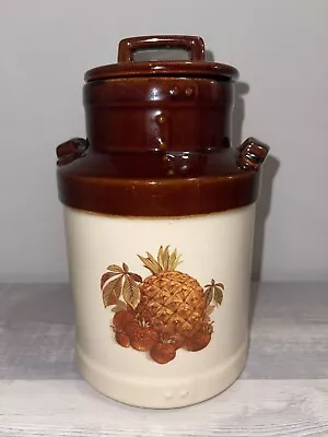 Buy McCoy Canister 332 USA Pottery Pineapple Strawberries Brown 8 Inch Tall Crock • 9.90£
