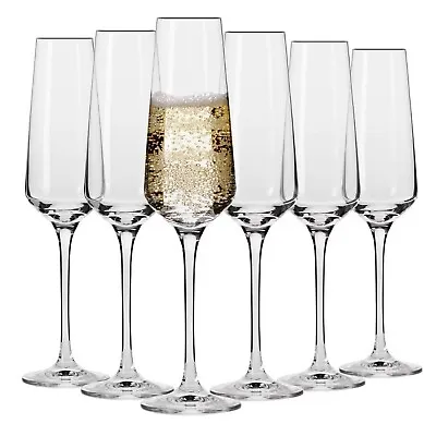 Buy Champagne Glasses 6 X 180ml Flute Glass Sparkling Wine Gift Set Elegant Drink UK • 23.76£
