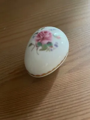 Buy Vintage Coalport Bone China  Birbeck Rose  Egg Shaped Lidded Trinket Box • 15.99£