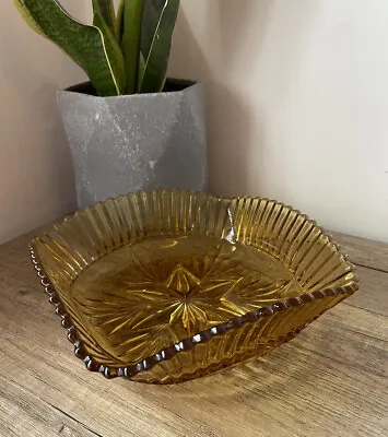 Buy Vintage Amber Glass / Crystal / Pressed Glass Bowl For Sweets/Nuts • 10£