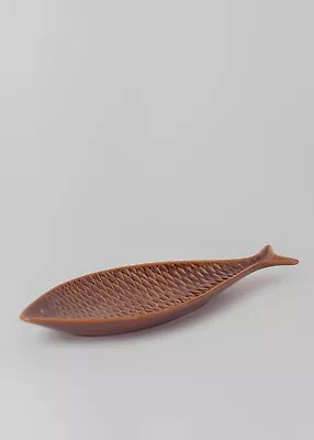Buy Stig Lindberg For Gustavsberg Brown Ceramic Fish Dish 30cm | Retro Vintage | 60s • 45£