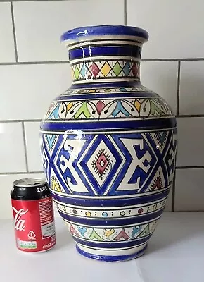 Buy 13  Moroccan Hand Painted Multi Coloured Safi Signed Vase. • 33£