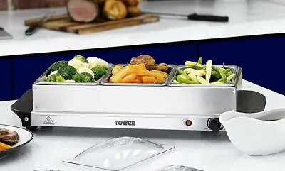Buy Tower Portable Food Warmer Buffet Server 3 X 1.5l Hot Plate Pan Bain Marie   • 29.99£