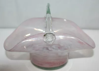 Buy Caithness Glass - Vintage Hand Blown Pink Art Glass Basket  • 11.99£