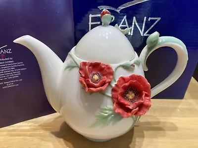 Buy Franz Porcelain Rare Poppy Teapot FZ00524 Mint In Box • 105.95£