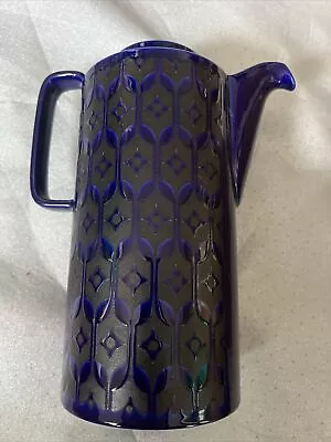 Buy Hornsea Pottery Heirloom Midnight Blue Coffee Pot With Lid 10” Tall • 45£