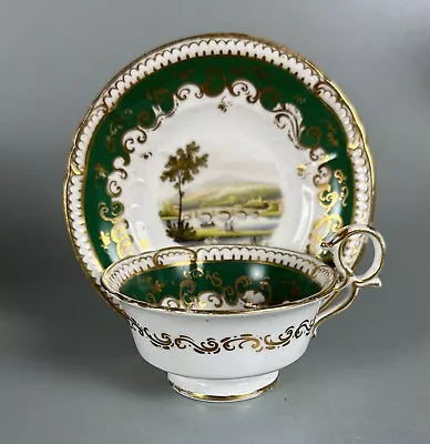 Buy Coalport C1830 Tea Cup & Saucer. Scottish Landscapes. Antique English Porcelain • 22£