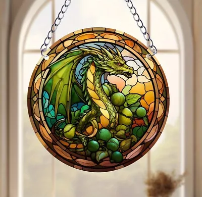 Buy Green Dragon Stain Glass Sun Catcher, Gift Ideas, Indoor/Outdoor  • 7.95£