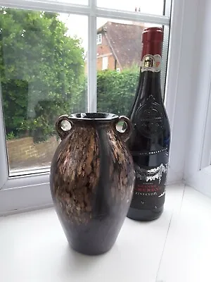 Buy Vintage Dale Tiffany Amphora Black Amethyst/ Aventurine Art Glass Vase. • 68£