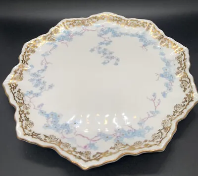 Buy Antique Doulton Burslem Cabinet Plate 8 7/8” Blue Floral Gold 10 Point Scalloped • 28.50£