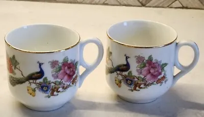 Buy 2 Bavarian Peacock Cups #57 Gold Rimmed Roses Shabby Chic Mugs Coffee Tea  • 18.74£