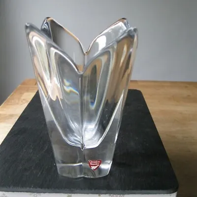 Buy A Stunning Orrefors Swedish Crystal Glass Vase Lotus Flower 15cm Tall • 15.99£