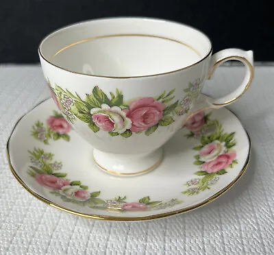 Buy Colclough Bone China Tea Cup & Saucer Set Pattern #E577 Rose Print • 17.14£