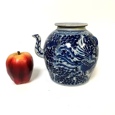 Buy Unusual Antique Chinese Porcelain Blue & White Teapot With Phoenix Bird Decorati • 284.62£