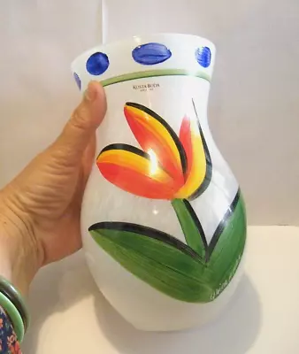 Buy Vintage 8  Kosta Boda Tulipa Hand Painted Glass Vase Ulrica H. Vallien Sweden • 70.87£