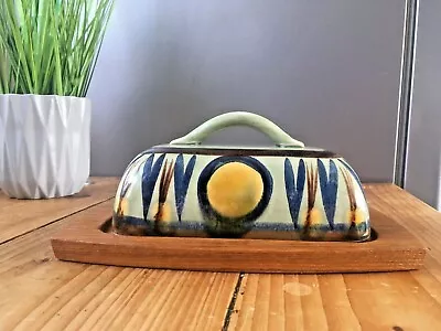 Buy Mid Century 60s Scandinavian Studio Faience Pottery Cheese Butter Dish Lid Cover • 100£
