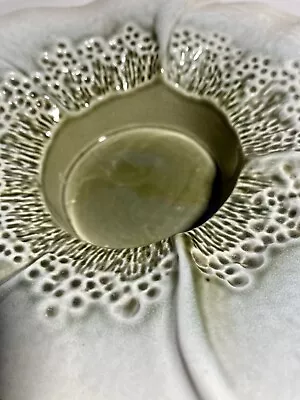Buy Mid Century Hon IronPottery Flower Shape Green & White Design DishBowl 6 Inches • 9£