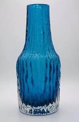Buy Whitefriars Glass Textured Bottle Vase 1970s Geoffrey Baxter In Kingfisher Blue • 180£