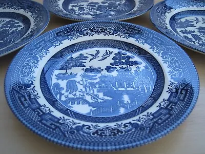 Buy 4 X Churchill China Vintage Blue Willow Pattern Pottery Tea Side Plates (A) • 18£