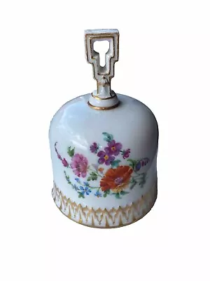 Buy Vintage Meissen Porcelain Hand Painted Dresden Pottery Bell  And Crystal Bell • 59£