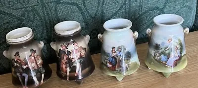 Buy Vintage German Bavarian Porcelain Small Vases Folk Art 7cm Musicians .., Female • 12.95£